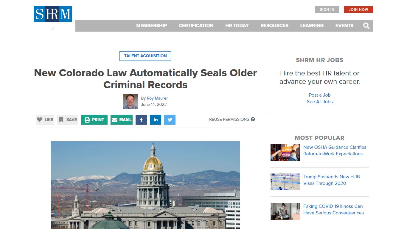 New Colorado Law Automatically Seals Older Criminal Records - SHRM
